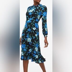 NWT Jcrew factory Floral Blue and Black Midi Dress size 20
